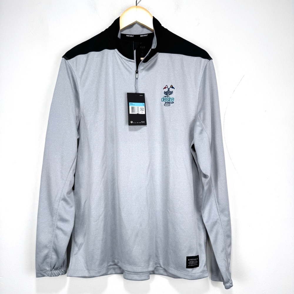 Nike Dry Core Half Zip Cover‎ Up Pullover Men Medium Gray Black Dri-Fit Golf